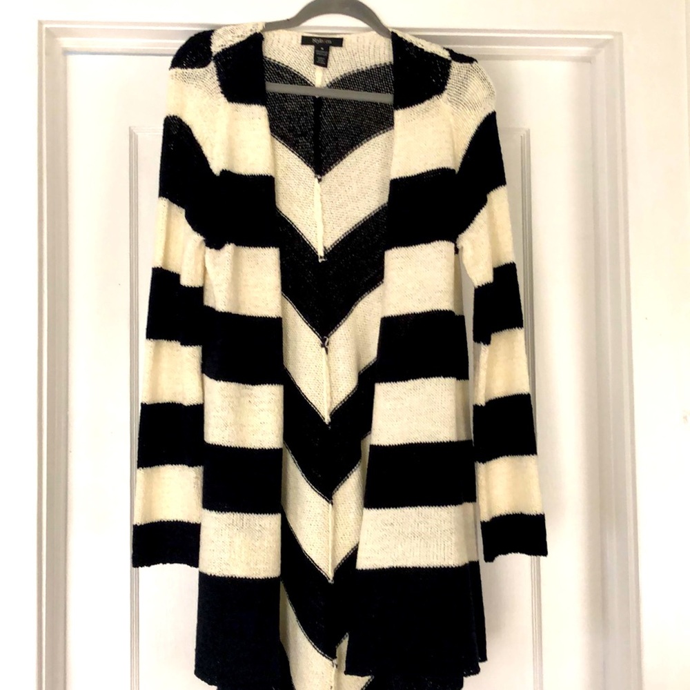 Style & Co Black/cream Striped Sweater